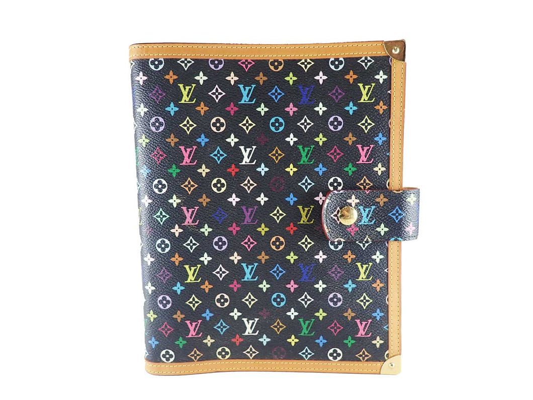 Louis Vuitton Multicolor Ring Agenda GM Diary Notebook Cover R20893 Black Noir