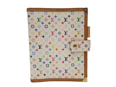 Louis Vuitton Multicolor Ring Agenda GM Diary Notebook Cover R20894 White Blanc