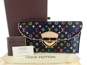 LOUIS VUITTON Monogram Multicolor Long Wallet Eugenie M93738 Black Trifold