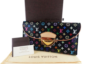 LOUIS VUITTON Monogram Multicolor Long Wallet Eugenie M93738 Black Trifold