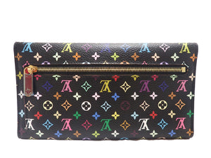 LOUIS VUITTON Monogram Multicolor Long Wallet Eugenie M93738 Black Trifold