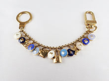 Load image into Gallery viewer, Louis Vuitton Key Ring Bag Charm Pastilles Chain Gold Tone Multicolor Blue