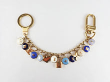 Load image into Gallery viewer, Louis Vuitton Key Ring Bag Charm Pastilles Chain Gold Tone Multicolor Blue