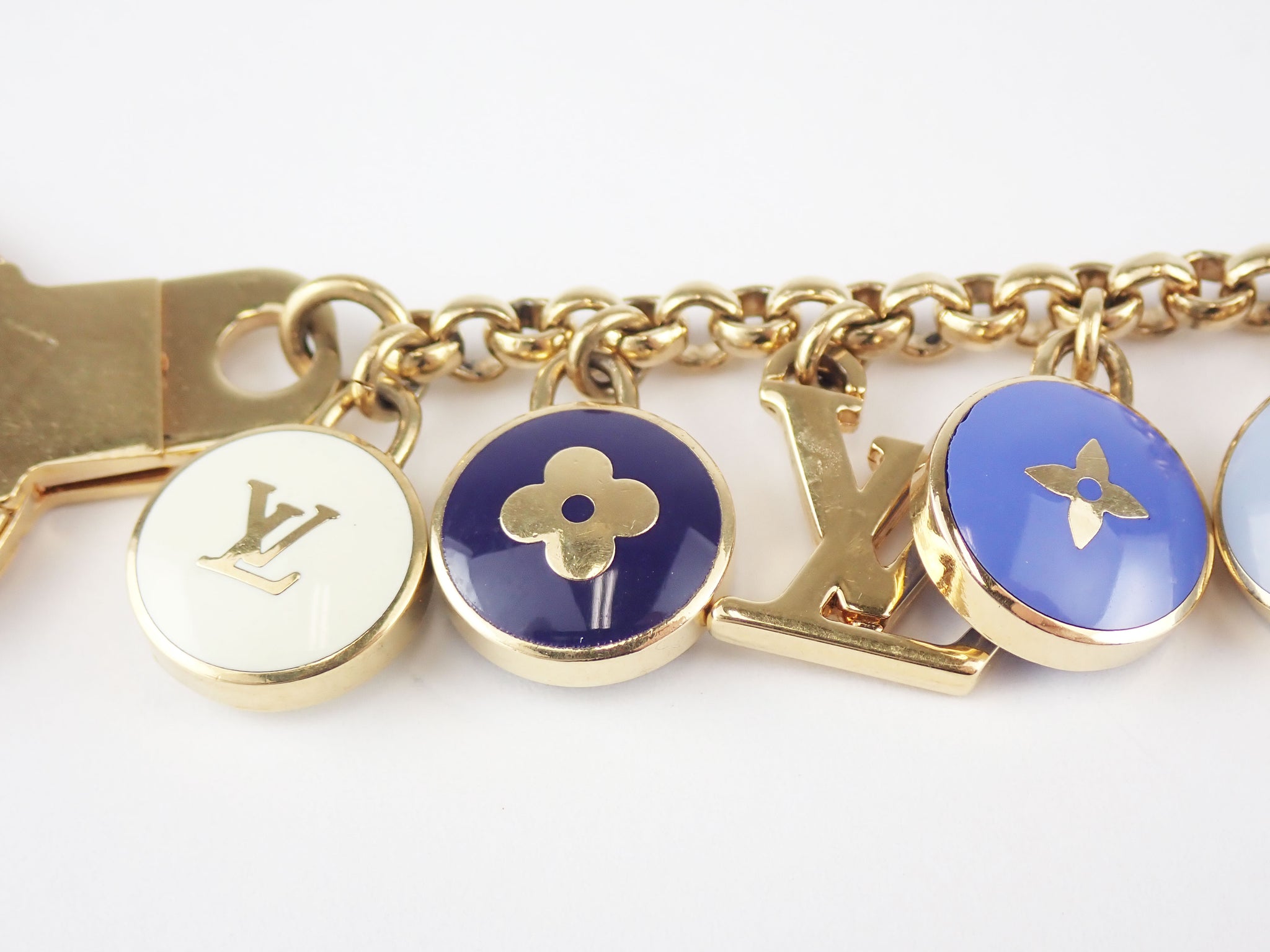 Louis Vuitton Key Ring Bag Charm Pastilles Chain Gold Tone