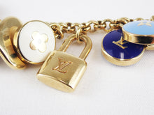 Load image into Gallery viewer, Louis Vuitton Key Ring Bag Charm Pastilles Chain Gold Tone Multicolor Blue