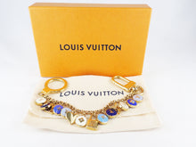 Load image into Gallery viewer, Louis Vuitton Key Ring Bag Charm Pastilles Chain Gold Tone Multicolor Blue