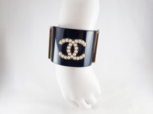 Load image into Gallery viewer, CHANEL Coco Mark Bangle Bracelet Black Plastic Pearl