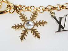 Load image into Gallery viewer, Louis Vuitton Bijoux Sac Chain Key Ring Bag Charm Gold Tone M80245 Snow Flake