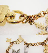 Load image into Gallery viewer, Louis Vuitton Bijoux Sac Chain Key Ring Bag Charm Gold Tone M80245 Snow Flake