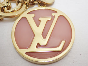 Louis Vuitton Chain Key Ring Bag Charm Gold Tone M37374 LV Circle Logo