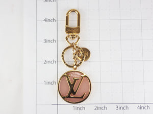 Louis Vuitton Chain Key Ring Bag Charm Gold Tone M37374 LV Circle Logo