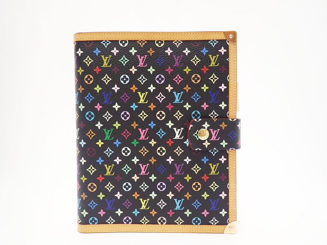 Louis Vuitton Multicolor Agenda GM Diary Notebook Cover R20893 Black Noir
